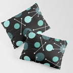 Atomic Age Dots And Starbursts Black Turquoise Pillow Sham Gallery Image 3