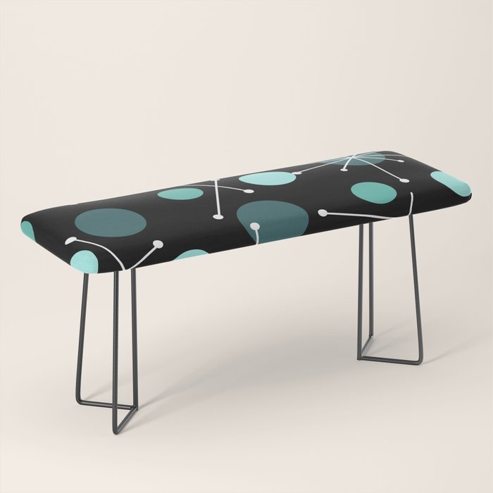Atomic Age Dots And Starbursts Black Turquoise Bench Gallery Image 1