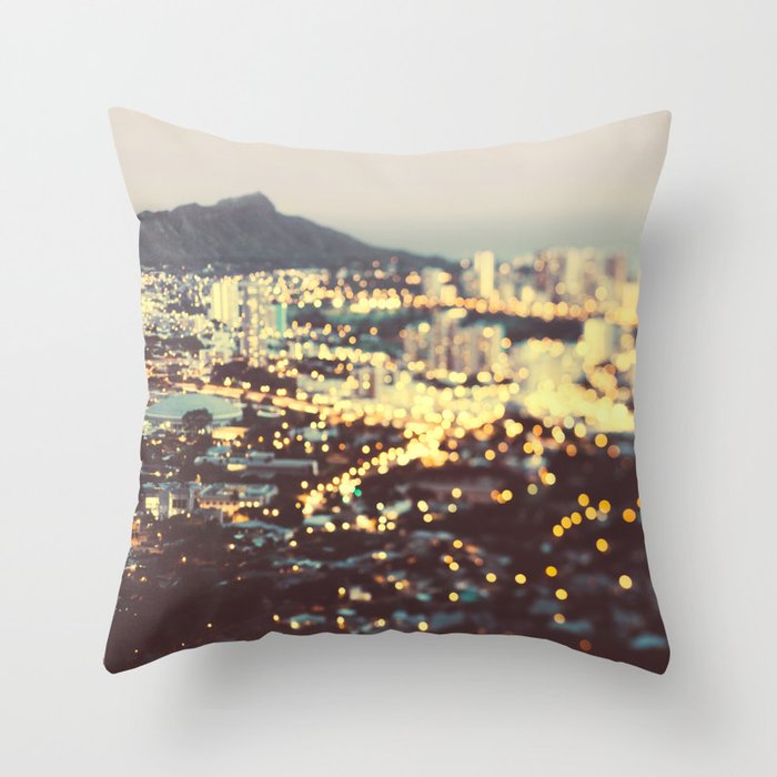 Diamond Head Sunset - Honolulu Hawaii, Abstract Travel Photography Throw Pillow Gallery Image 6