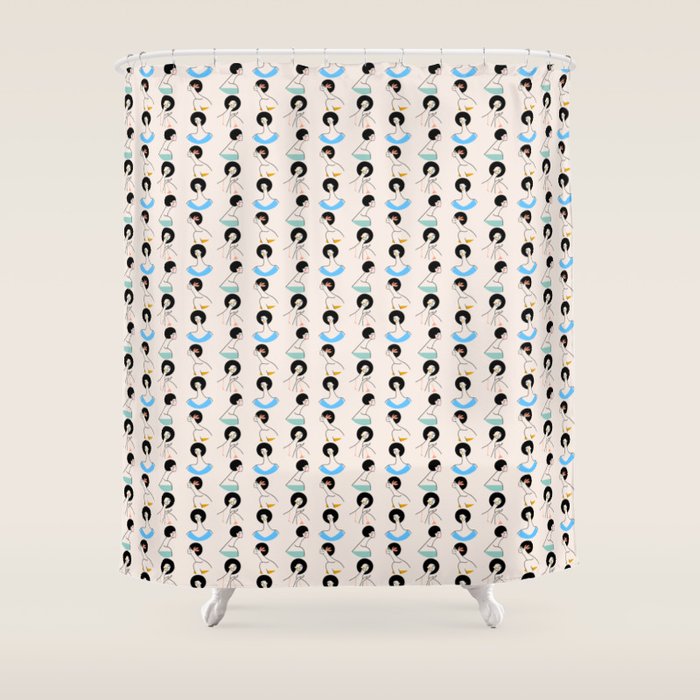 Retro Ladies Pattern Shower Curtain Gallery Image 1