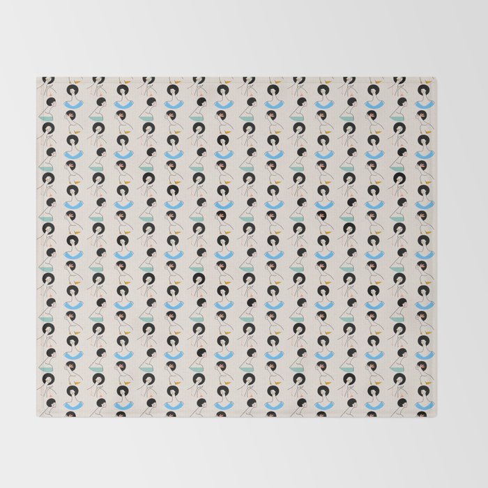 Retro Ladies Pattern Throw Blanket Gallery Image 2