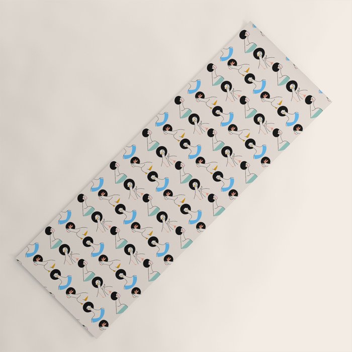 Retro Ladies Pattern Yoga Mat Gallery Image 1