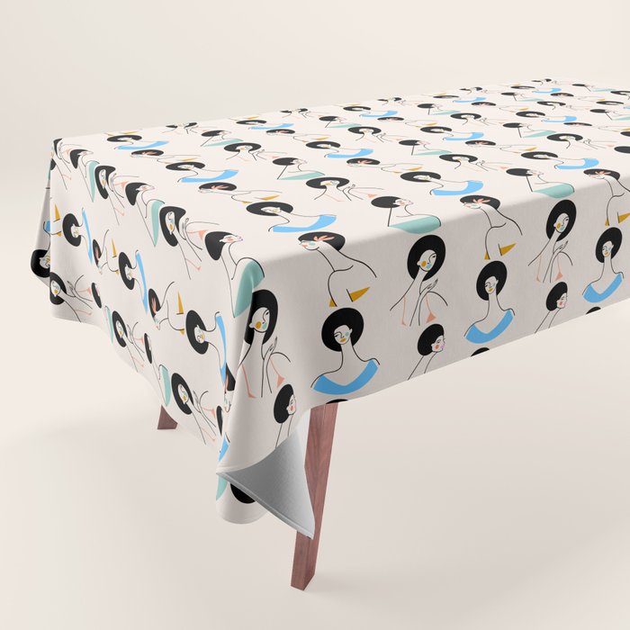 Retro Ladies Pattern Tablecloth Gallery Image 1