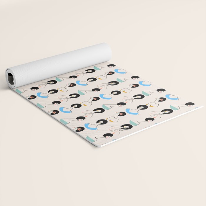 Retro Ladies Pattern Yoga Mat Gallery Image 2