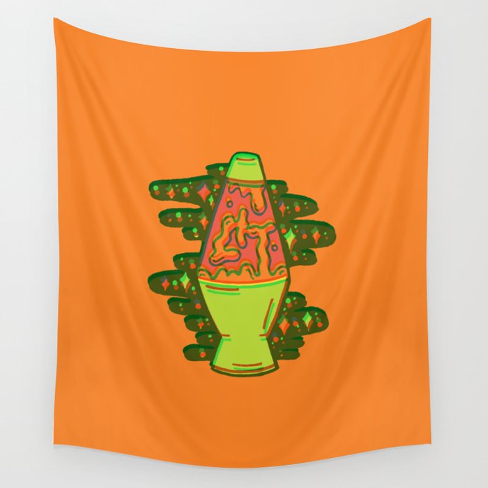 Lit lava lamp in orange in 3D Wall Tapestry Gallery Image 4