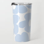Large Baby Blue Retro Flowers White Background #decor #society6 #buyart Travel Mug Gallery Image 3
