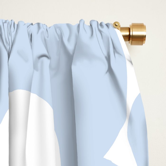 Large Baby Blue Retro Flowers White Background #decor #society6 #buyart Window Curtain Gallery Image 2