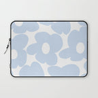Large Baby Blue Retro Flowers White Background #decor #society6 #buyart Laptop Sleeve Gallery Image 1