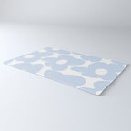Large Baby Blue Retro Flowers White Background #decor #society6 #buyart Rug Gallery Image 3
