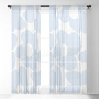 Large Baby Blue Retro Flowers White Background #decor #society6 #buyart Window Curtain Gallery Image 3