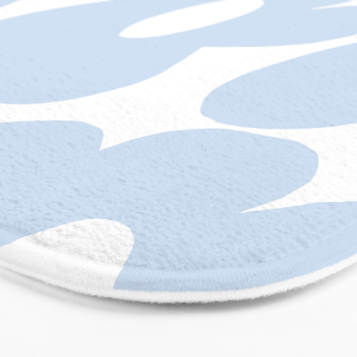Large Baby Blue Retro Flowers White Background #decor #society6 #buyart Bath Mat Gallery Image 3