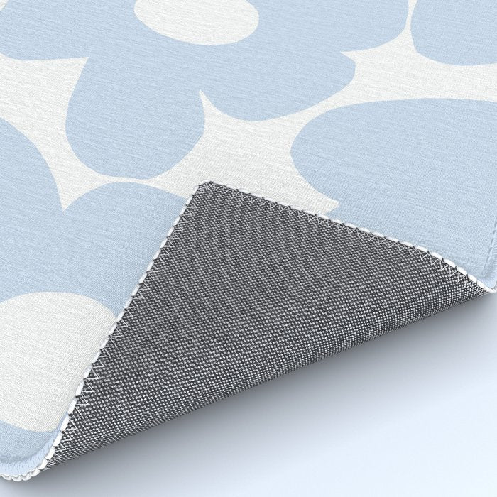 Large Baby Blue Retro Flowers White Background #decor #society6 #buyart Rug Gallery Image 4