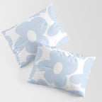 Large Baby Blue Retro Flowers White Background #decor #society6 #buyart Pillow Sham Gallery Image 3