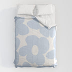 Large Baby Blue Retro Flowers White Background #decor #society6 #buyart Comforter Gallery Image 6