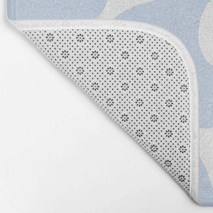 Large Baby Blue Retro Flowers White Background #decor #society6 #buyart Bath Mat Gallery Image 2