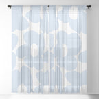 Large Baby Blue Retro Flowers White Background #decor #society6 #buyart Window Curtain Gallery Image 21