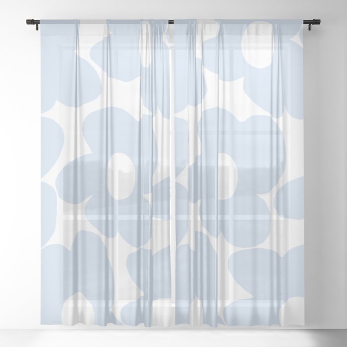 Large Baby Blue Retro Flowers White Background #decor #society6 #buyart Window Curtain Gallery Image 21