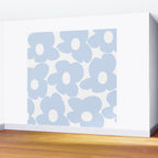 Large Baby Blue Retro Flowers White Background #decor #society6 #buyart Wall Mural Gallery Image 2