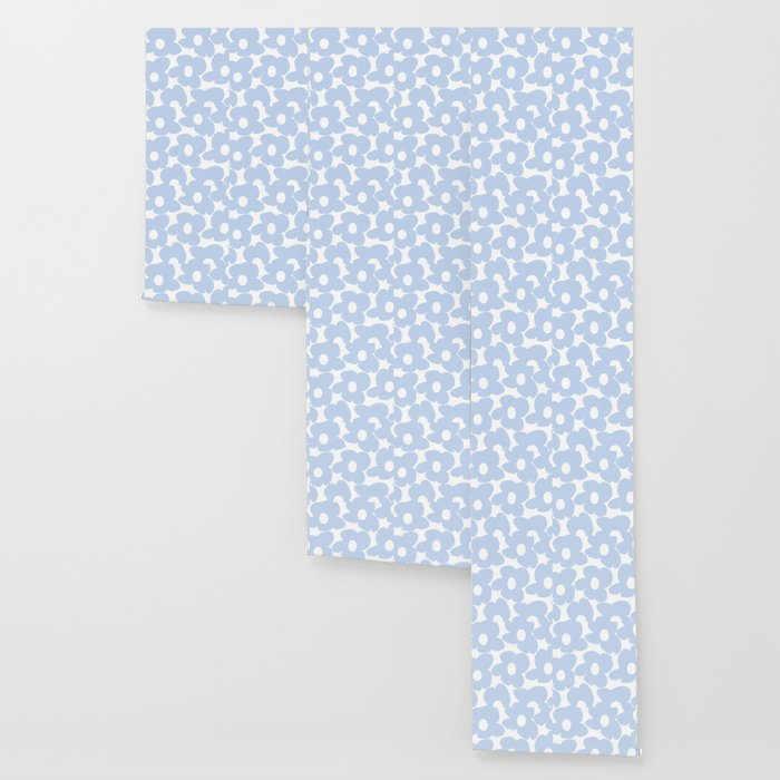 Large Baby Blue Retro Flowers White Background #decor #society6 #buyart Wallpaper Gallery Image 3