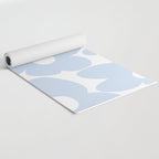 Large Baby Blue Retro Flowers White Background #decor #society6 #buyart Yoga Mat Gallery Image 2
