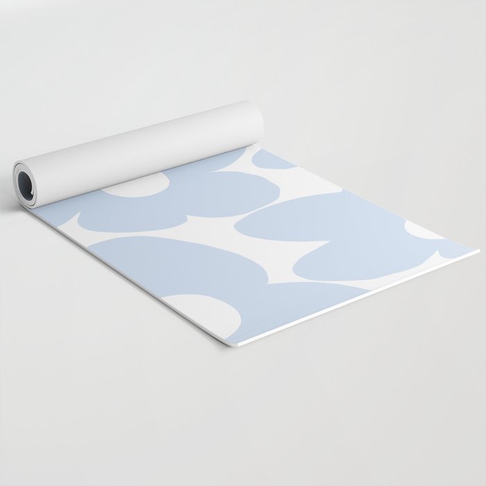Large Baby Blue Retro Flowers White Background #decor #society6 #buyart Yoga Mat Gallery Image 2