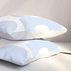 Large Baby Blue Retro Flowers White Background #decor #society6 #buyart Pillow Sham Gallery Image 3