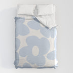 Large Baby Blue Retro Flowers White Background #decor #society6 #buyart Duvet Cover Gallery Image 6