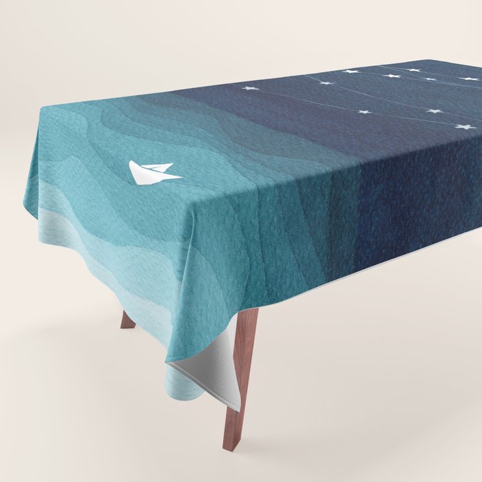 Garlands of stars, watercolor teal ocean Tablecloth Gallery Image 1