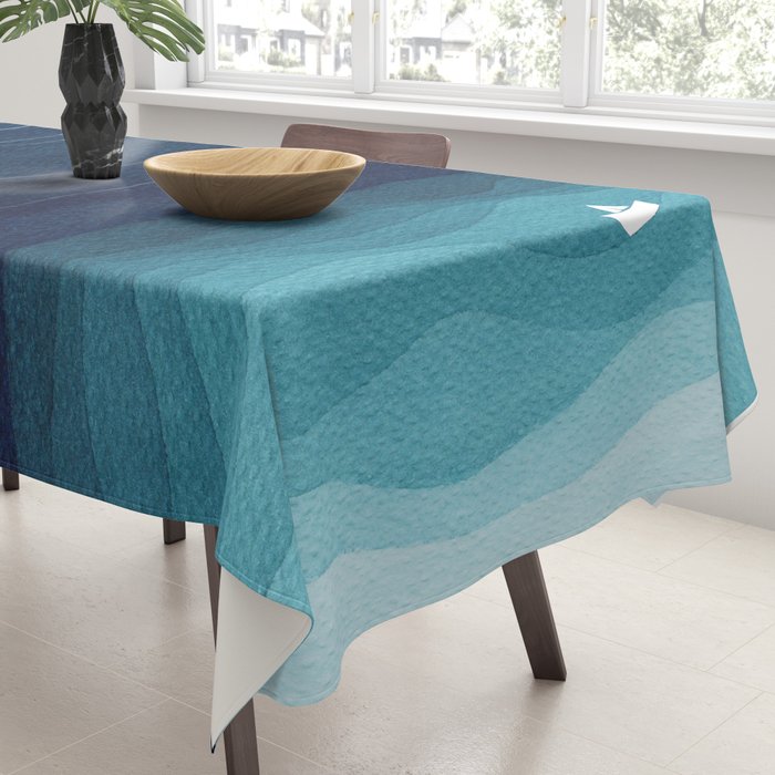 Garlands of stars, watercolor teal ocean Tablecloth Gallery Image 3