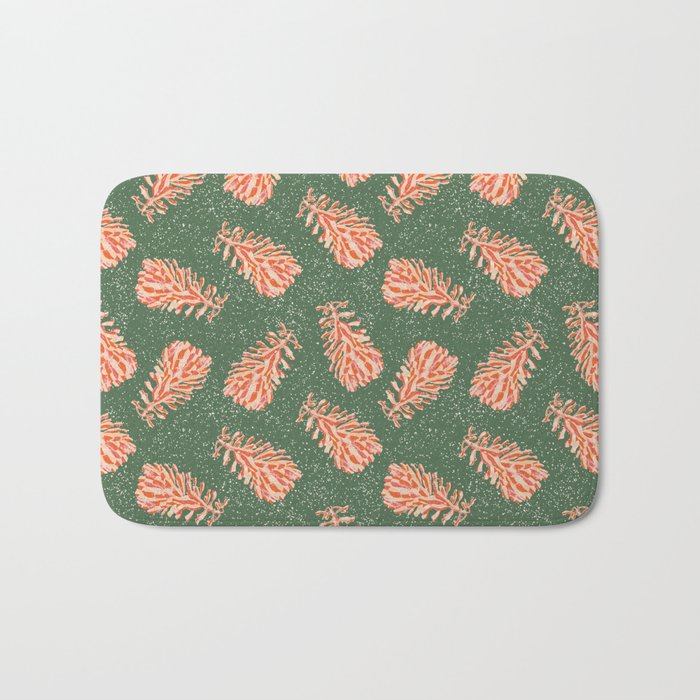 Dancing Pinecones in Sage Green & Red Bath Mat Gallery Image 1
