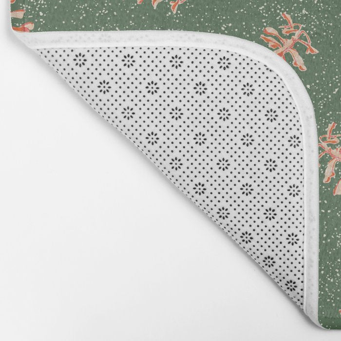 Dancing Pinecones in Sage Green & Red Bath Mat Gallery Image 2