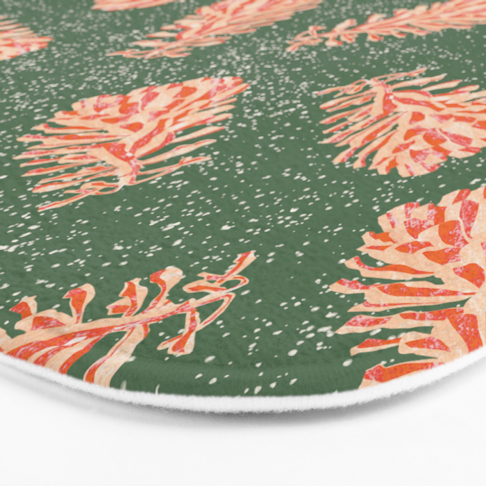 Dancing Pinecones in Sage Green & Red Bath Mat Gallery Image 3