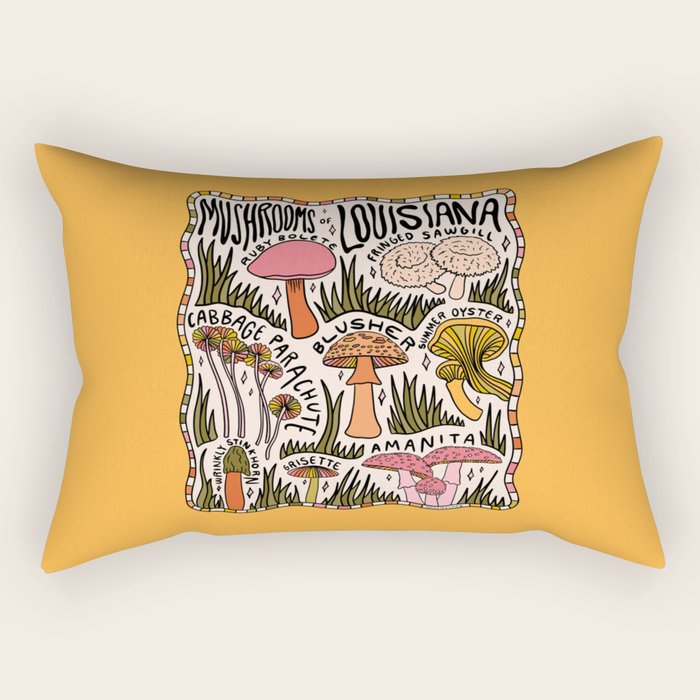 Mushrooms of Louisiana Rectangular Pillow Gallery Image 1