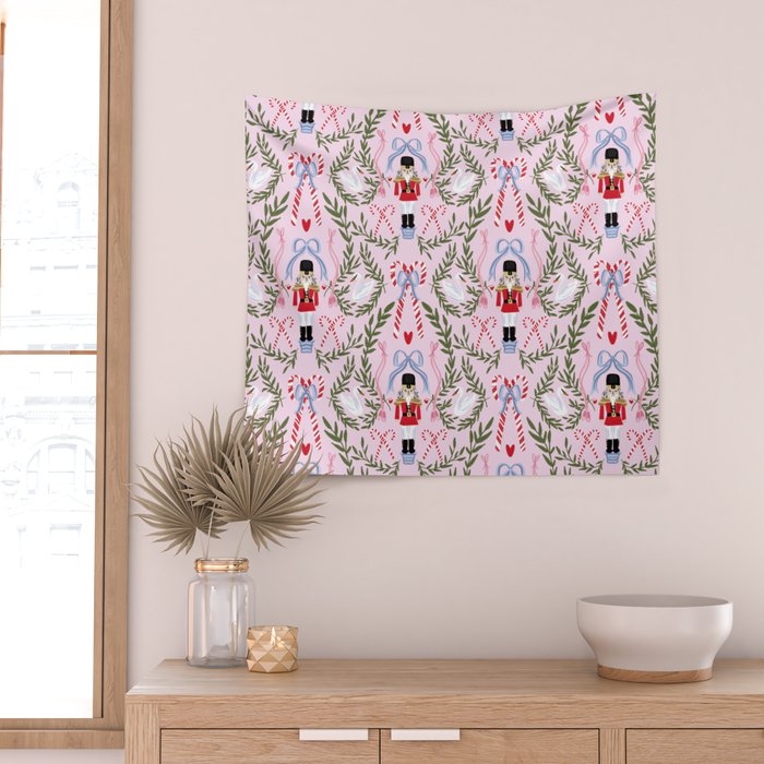 Nutcracker Holiday Pattern Wall Tapestry Gallery Image 2