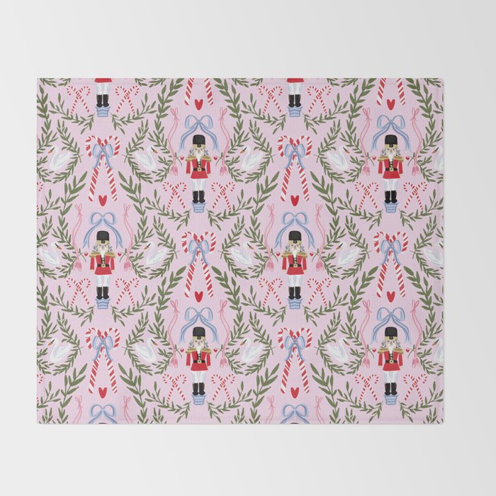 Nutcracker Holiday Pattern Throw Blanket Gallery Image 2