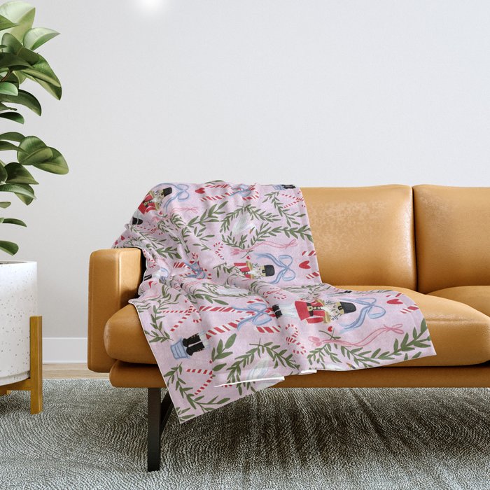 Nutcracker Holiday Pattern Throw Blanket Gallery Image 1