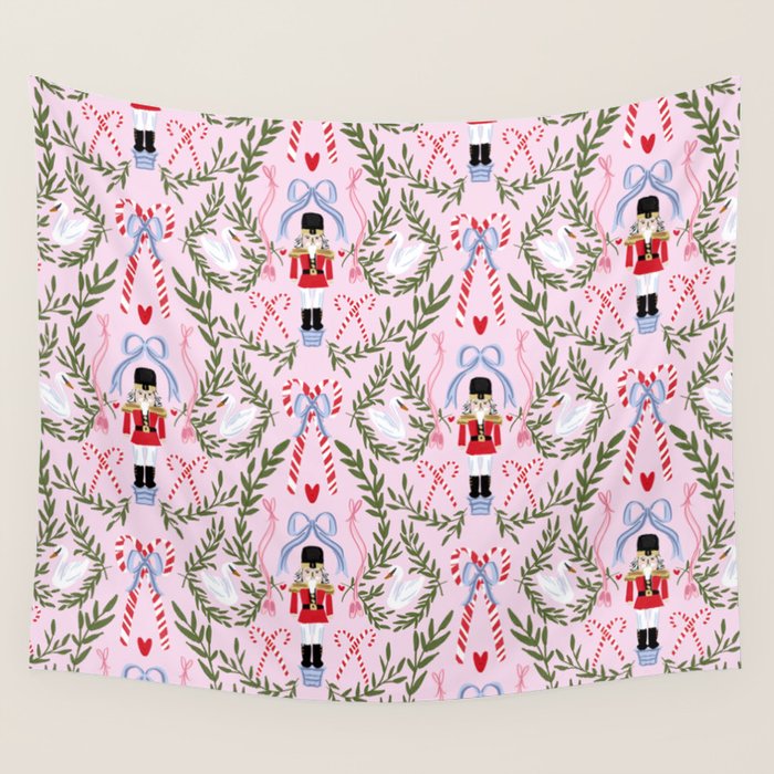 Nutcracker Holiday Pattern Wall Tapestry Gallery Image 1