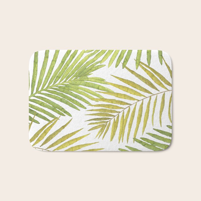 Palms on White Bath Mat Gallery Image 1