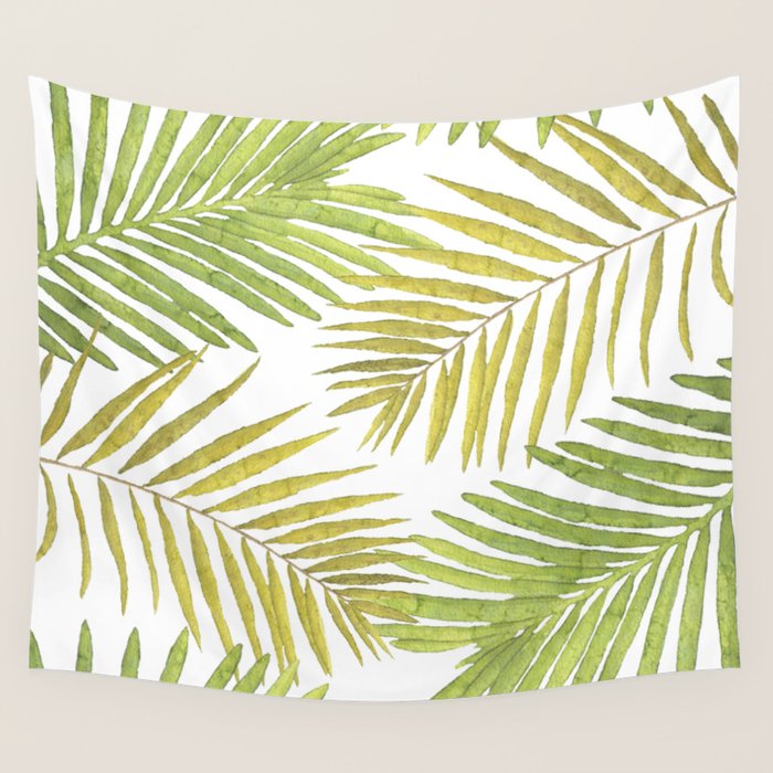 Palms on White Wall Tapestry Gallery Image 4