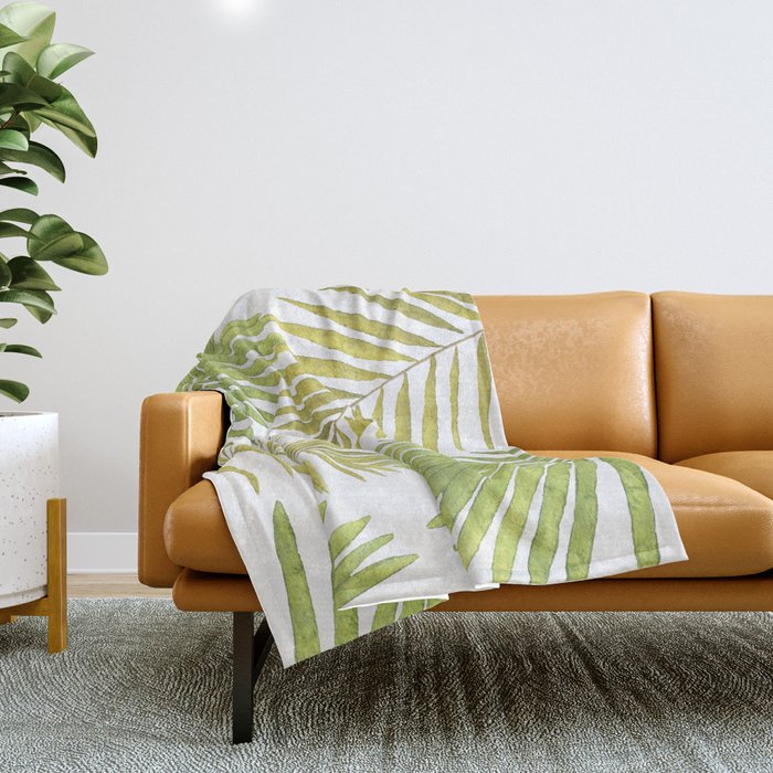 Palms on White Throw Blanket Gallery Image 1