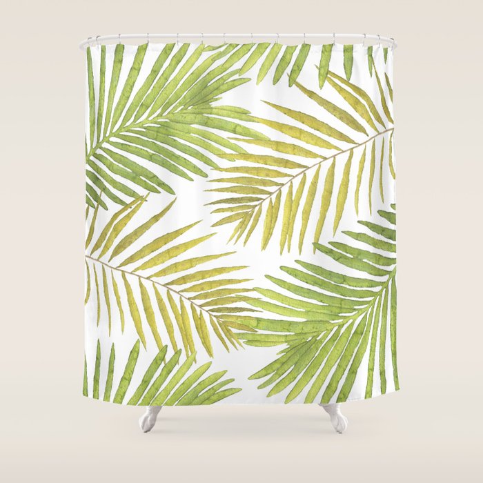Palms on White Shower Curtain Gallery Image 1