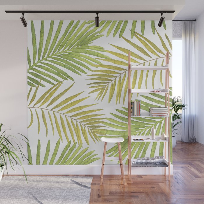Palms on White Wall Mural Gallery Image 1