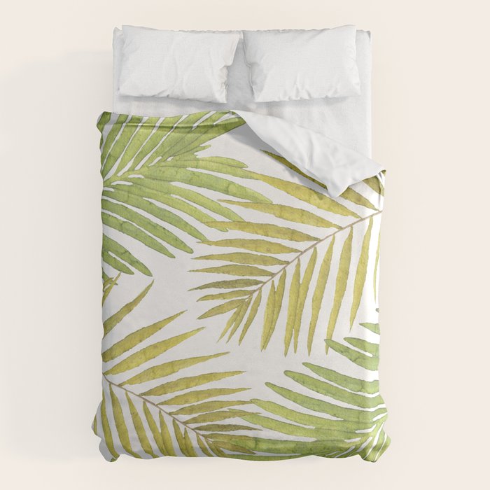 Palms on White Duvet Cover Gallery Image 1