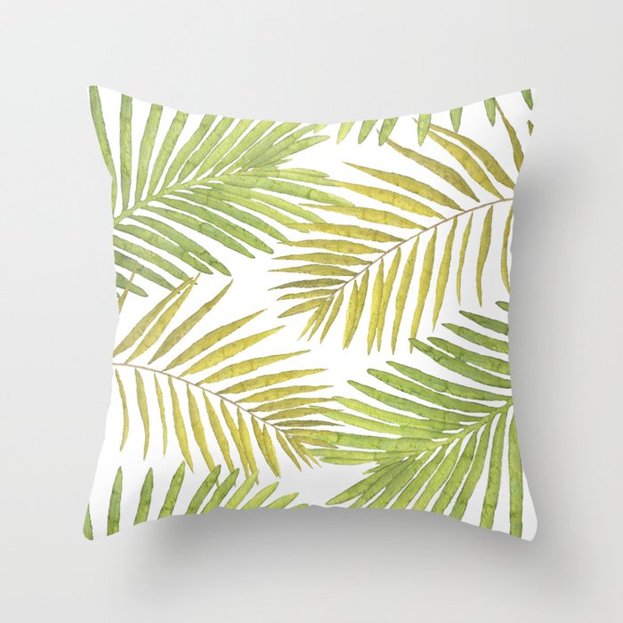 Palms on White Throw Pillow Gallery Image 6