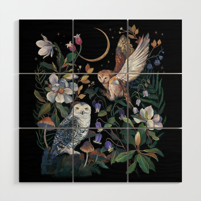 Owls Mushroom Magnolia Wood Wall Art Gallery Image 1
