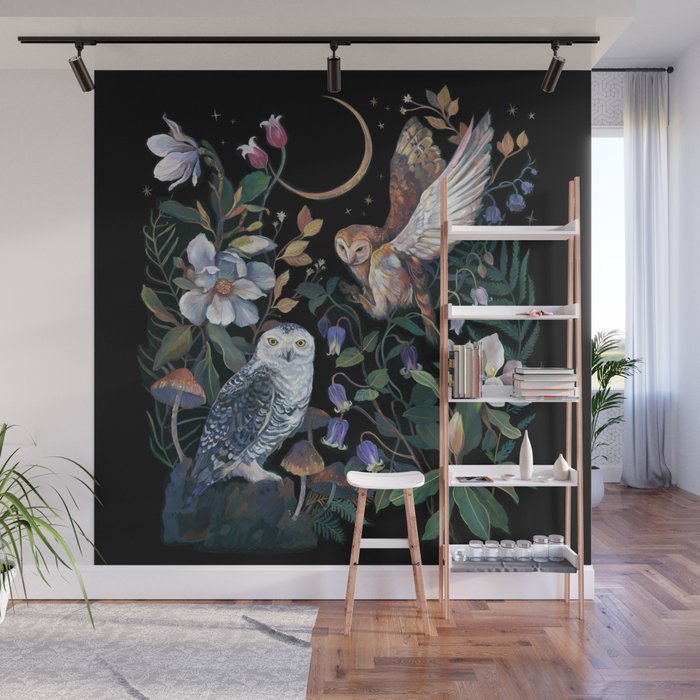 Owls Mushroom Magnolia Wall Mural Gallery Image 1