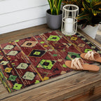 Moroccan Sunset Bohemian Geometric Pattern Outdoor Rug Gallery Image 2