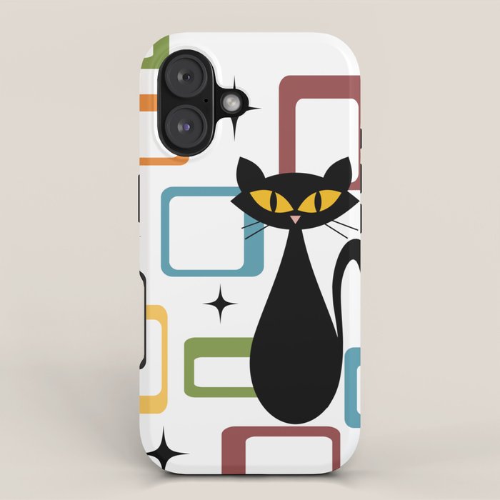Mid Century black cat iPhone Case