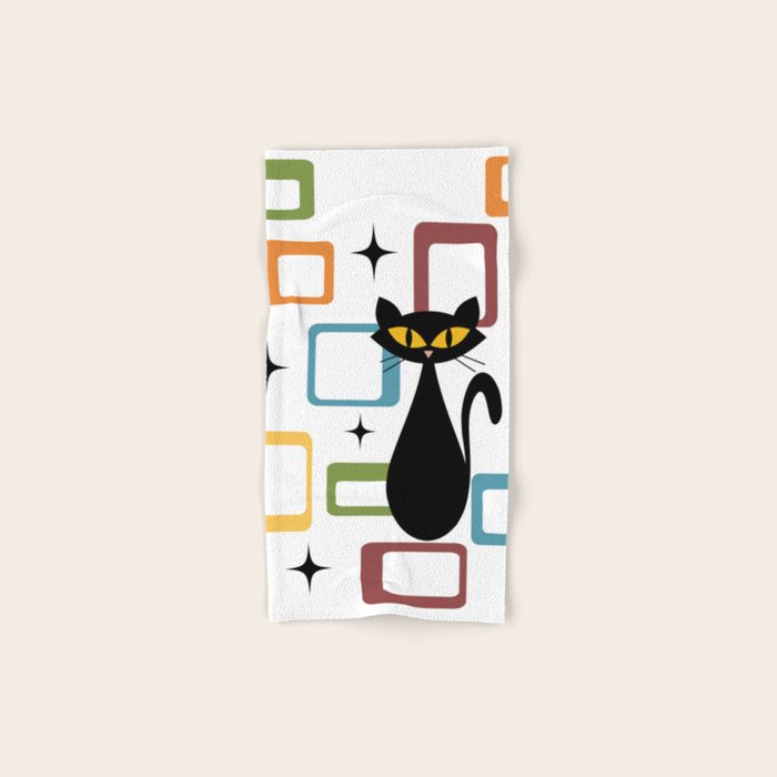 Mid Century black cat Bath Towel Gallery Image 1