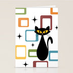 Mid Century black cat Stationery Card Gallery Image 2